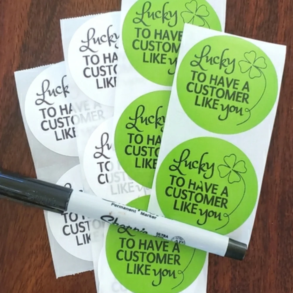 3/$15 THANK YOU STICKERS Green Large Round 2 Inch St. Patrick's Day Set of 50